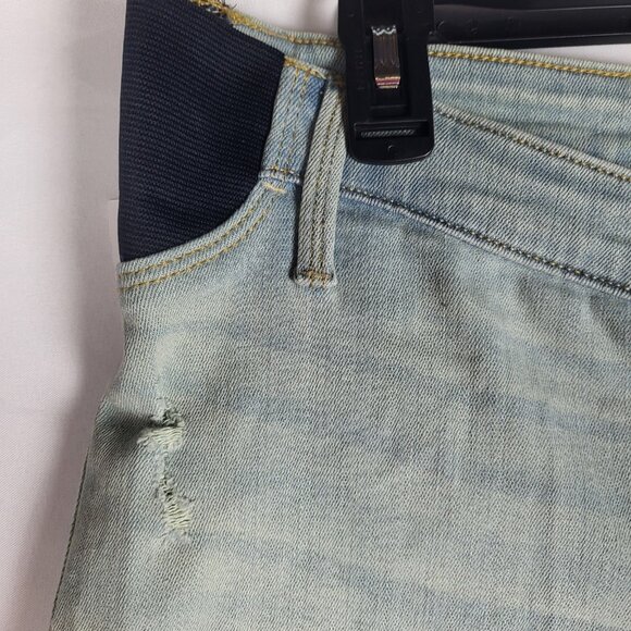 Isabel Maternity Denim Jean Shorts Womens Size 8 Midi Short Stretch Sides NWT - Picture 3 of 5